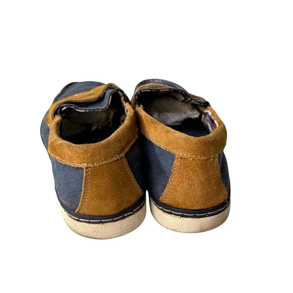 GH Bass Olsen Penny Loafers Mens 9M Navy Blue Canvas Suede Trim 2300-416
